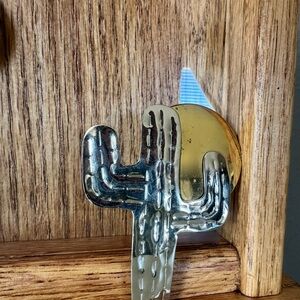 Silver and Gold 🌵 + Moon 🌕 Brooch